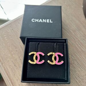 Chanel Pink CC Earrings